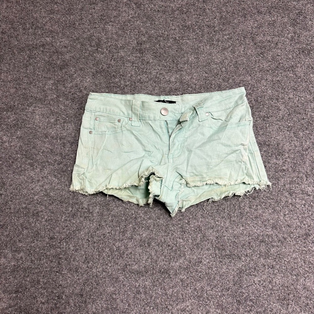 Forever 21 Shorts Womens Size 28 Mint Green Denim Cutoff Raw Hem Distressed